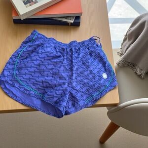 Nike Women's Athletic Shorts with Blue and Black Wave Design size large